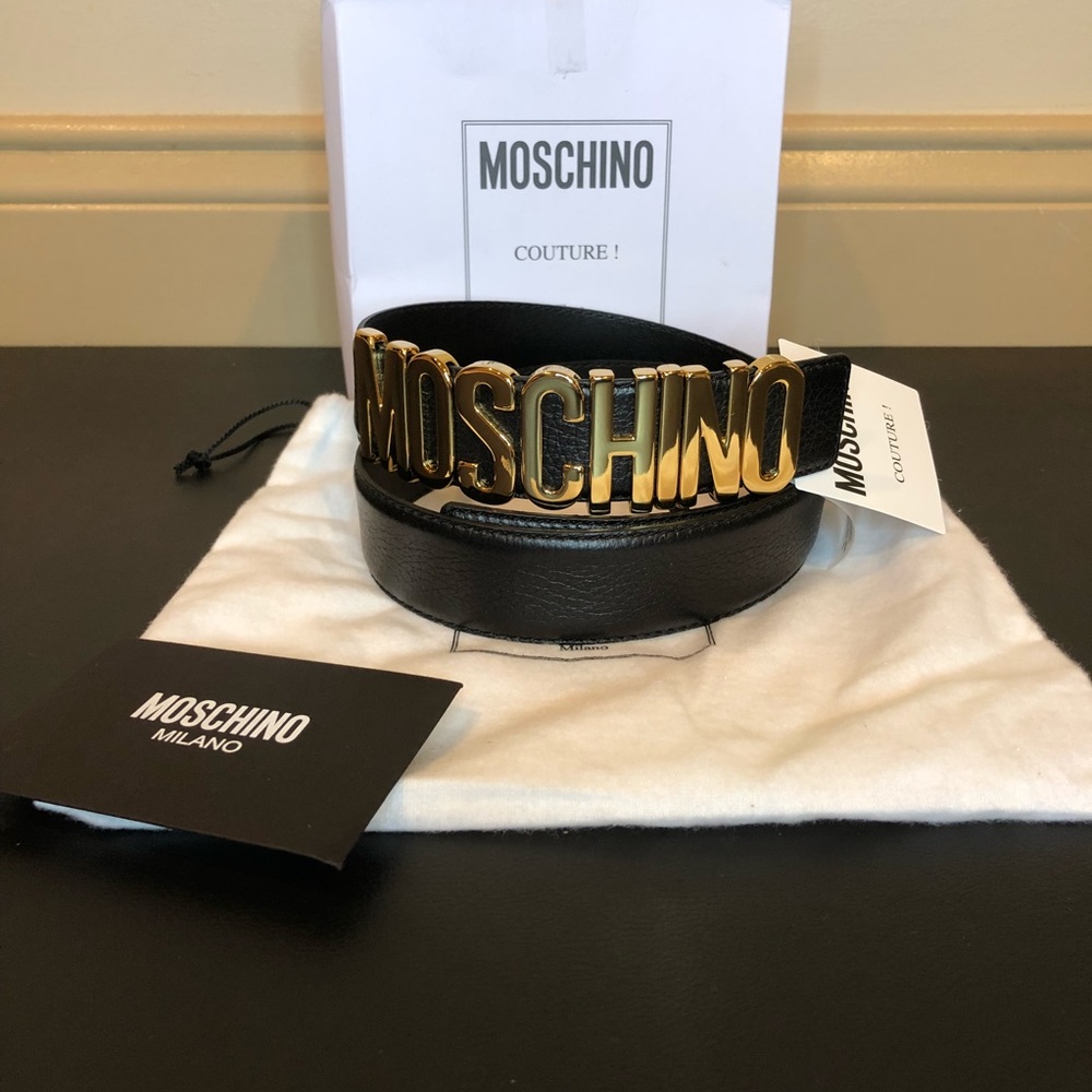Moschino Big Logo Leather Belt SALE
